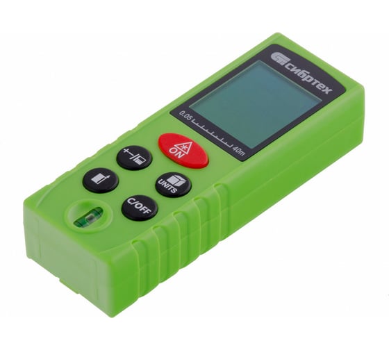 Лазерный дальномер с пузырьковым уровнем Сибртех PM-40 38010