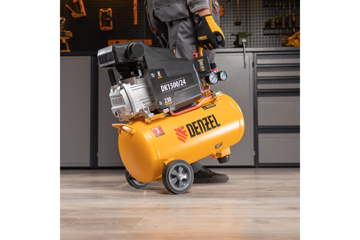 Воздушный компрессор DENZEL DK1500/24,Х-PRO 1,5 кВт, 230 л/мин, 24 л ...