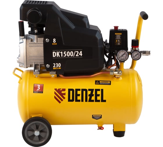 Воздушный компрессор DENZEL DK1500/24,Х-PRO 1,5 кВт, 230 л/мин, 24 л 58063