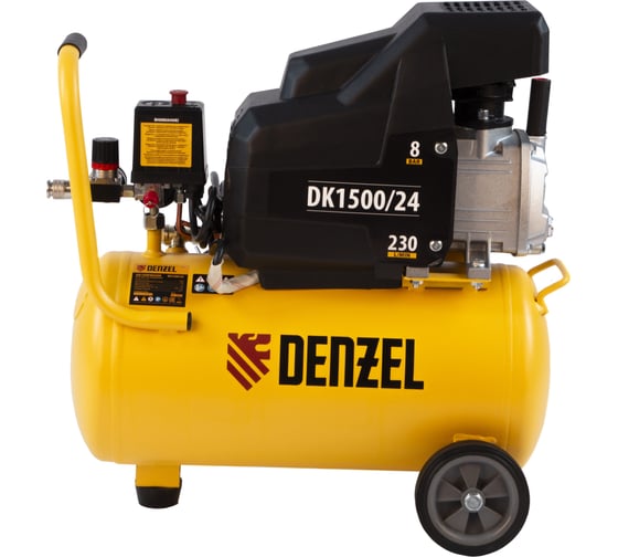 Воздушный компрессор DENZEL DK1500/24,Х-PRO 1,5 кВт, 230 л/мин, 24 л 58063