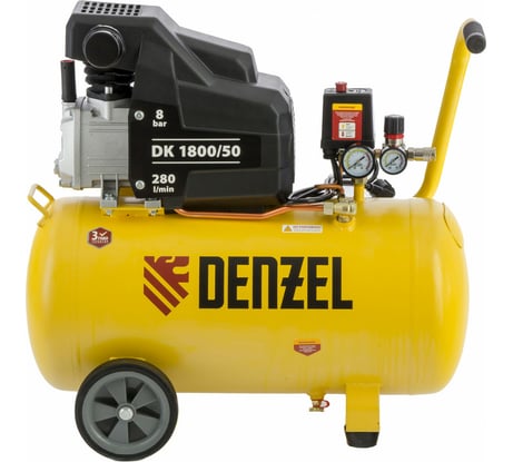 Воздушный компрессор DENZEL DK1800/50,Х-PRO 1,8 кВт, 280л/мин, 50л 58068