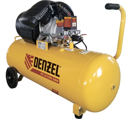 Воздушный компрессор DENZEL PC 2/100-360, 2,3 кВт, 360 л/мин, 100л, 58078