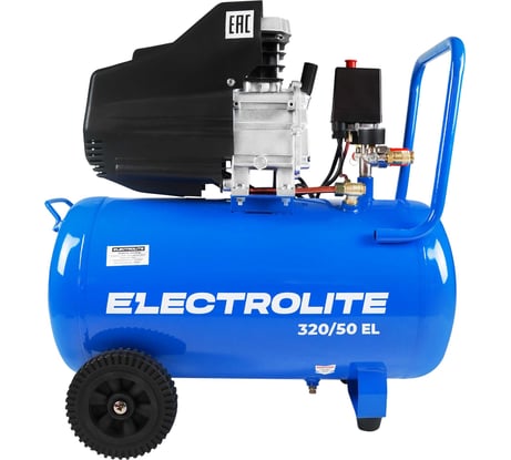 Воздушный поршневой компрессор Electrolite 320/50 EL 320 л/мин, 2000 Вт, 8 Атм, электрический, 2850 об./мин, 220В, передвижной, 19.2 м3/ч 5041