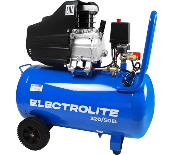 Воздушный поршневой компрессор Electrolite 320/50 EL 320 л/мин, 2000 Вт, 8 Атм, электрический, 2850 об./мин, 220В, передвижной, 19.2 м3/ч 5041