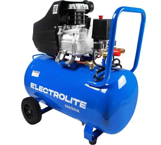 Воздушный поршневой компрессор Electrolite 320/50 EL 320 л/мин, 2000 Вт, 8 Атм, электрический, 2850 об./мин, 220В, передвижной, 19.2 м3/ч 5041