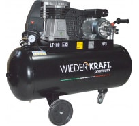 Масляный поршневой компрессор с ременным приводом WIEDERKRAFT 400 л/мин, ресивер 100л, WDK-91040
