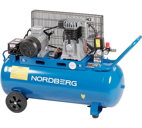 Поршневой компрессор NORDBERG с ременной передачей, 220 В, ресив. 100 л, 390 л/мин NCE100/390
