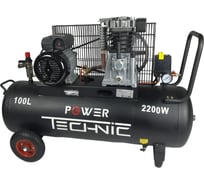Ременной масляный компрессор POWER TECHNIC 220 в, 2200 вт, 2850 об/мин, 470 л/мин, 100 л, 0-10 бар, выходы 3 шт, фильтр влагоотделитель ACB470/100