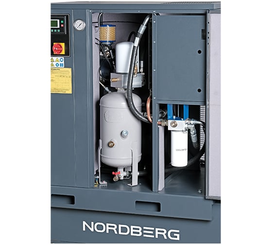 Компрессор винтовой NORDBERG 15 кВт, 2100 л/мин, 10 бар, ресивер 500 л, осушитель NCS500/2100-10D