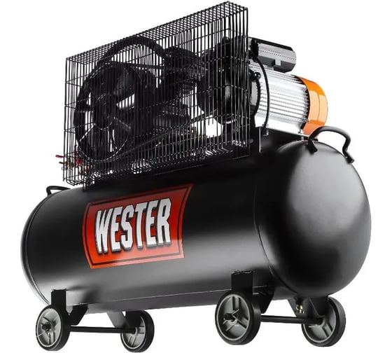 Компрессор WESTER WBK2200/100PRO ременной привод, поршневой масляный, 2200 Вт, 340л/мин, 8бар 631639
