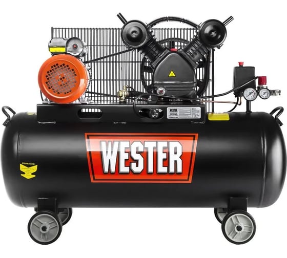 Компрессор WESTER WBK2200/100PRO ременной привод, поршневой масляный, 2200 Вт, 340л/мин, 8бар 631639