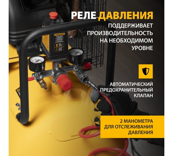 Воздушный компрессор с ременным приводом DENZEL BCV2200/100 2.2 кВт, 100 литров, 370 л/мин 58110