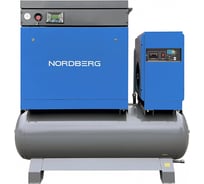 Компрессор винтовой NORDBERG 11 кВт, 10 бар, 1550 л/мин, ресивер 410 л, IP23, осушитель NCB15RD
