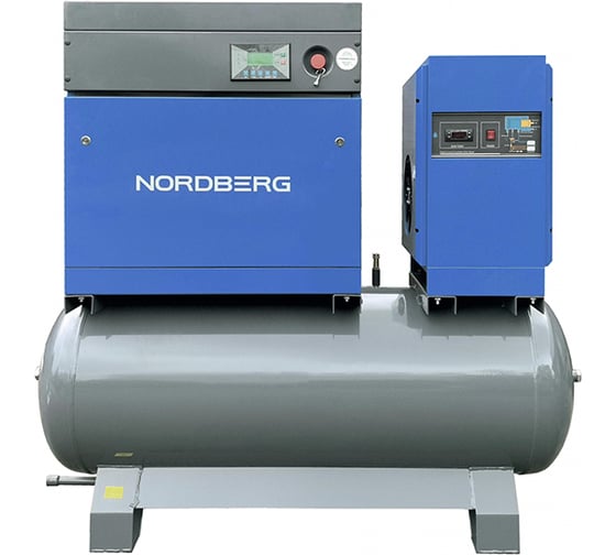 Компрессор винтовой NORDBERG 7,5 кВт, 10 бар, 960 л/мин, ресивер 350 л, IP23, осушитель NCB10RD 1