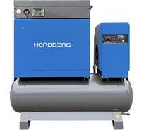Компрессор винтовой NORDBERG 15 кВт, 10 бар, 2150 л/мин, ресивер 410 л, IP23, осушитель NCB20RD