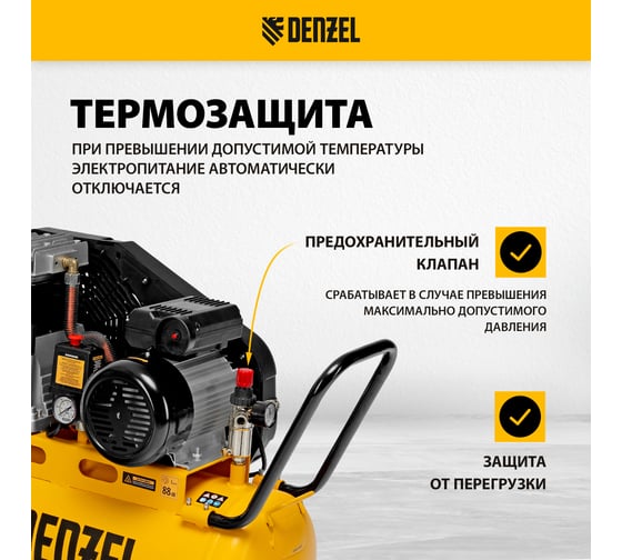 Компрессор воздушный Denzel BCI 2100/50 ременной привод, 2,1 кВт, 50 литров, 400 л/мин 58115