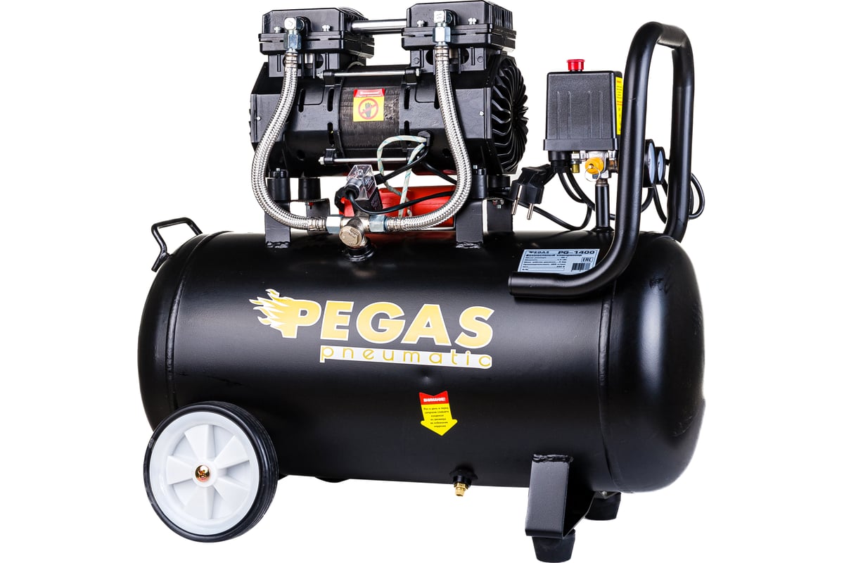 Малошумный безмасляный компрессор Pegas pneumatic PG-1400 проф. серия 6622  - выгодная цена, отзывы, характеристики, 1 видео, фото - купить в Москве и  РФ