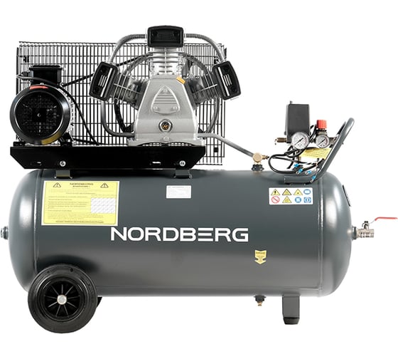 Компрессор поршневой с ременной передачей NORDBERG 380В, ресивер 100 л, 580 л/мин NCP100/580