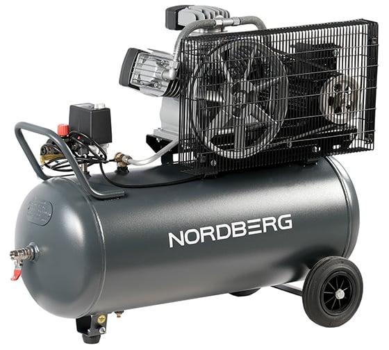 Компрессор поршневой с ременной передачей NORDBERG 380В, ресивер 100 л, 580 л/мин NCP100/580