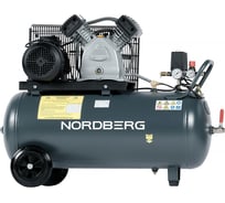 Компрессор поршневой с ременной передачей NORDBERG 380В, ресивер 100 л, 500 л/мин NCP100/500
