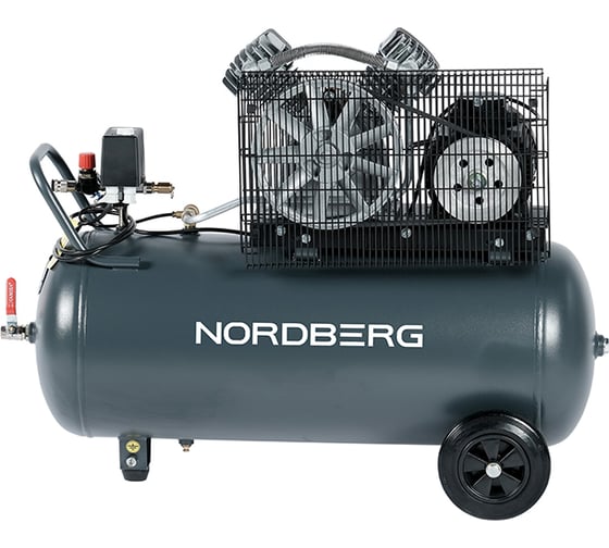 Компрессор поршневой с ременной передачей NORDBERG 380В, ресивер 100 л, 500 л/мин NCP100/500