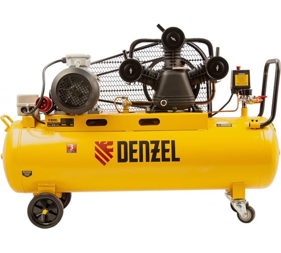 Воздушный компрессор с ременным приводом DENZEL BCW3000-T/100, 3,0 кВт, 100 литров, 520 л/мин 58118