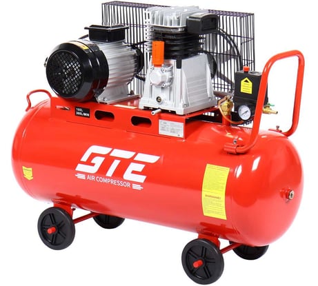 Компрессор поршневой с ременным приводом одноступенчатый GTE, 380 В, ресивер 100 л, 300 л/мин, GTE-MR100A300A 631506