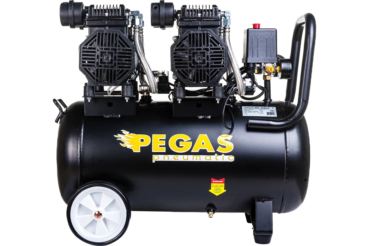 Pegas pneumatic малошумный компрессор PG-28002 проф. серия безмасляный 2.8кВт, 365 л/мин,50л 6621