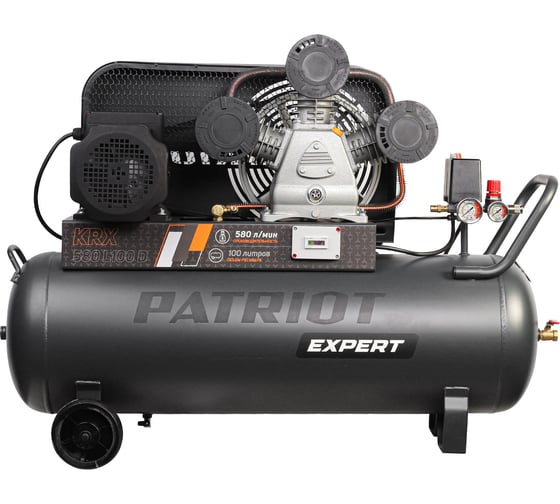 Компрессор Patriot KRX 580 L100 D, поршневой, ременной, масляный, 580 л/мин, 100 л, 10 бар, 3 кВт, 400 В 545302330 1