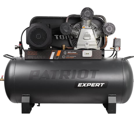Компрессор Patriot KRX 950 L270 D, поршневой, ременной, масляный, 950 л/мин, 270 л, 10 бар, 5.5 кВт, 400 В 545302355