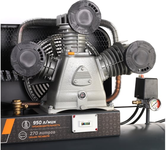 Компрессор Patriot KRX 950 L270 D, поршневой, ременной, масляный, 950 л/мин, 270 л, 10 бар, 5.5 кВт, 400 В 545302355