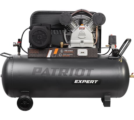 Компрессор Patriot KRX 700 L200 D, поршневой, ременной, масляный, 700 л/мин, 200 л, 10 бар, 4 кВт, 400 В 545302345