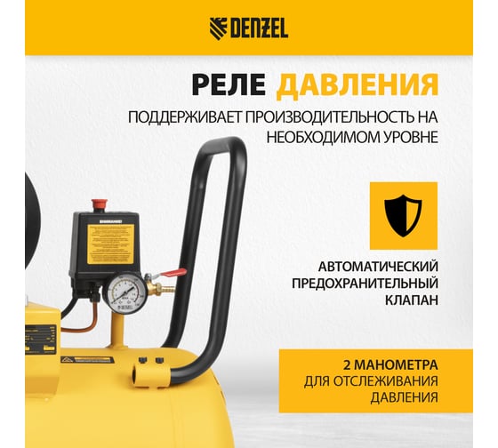 Воздушный компрессор Denzel BCI4000-T/100 ременной привод, 4,0 кВт, 100 литров, 690 л/мин 58123