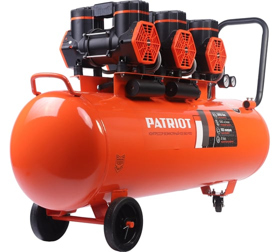 Компрессор поршневой безмасляный Patriot KDS 580 F100 (580 л/мин, 2.85 кВт, 8 бар, 100 л, 2800 об/мин, быстросъем + елочка) 526302499
