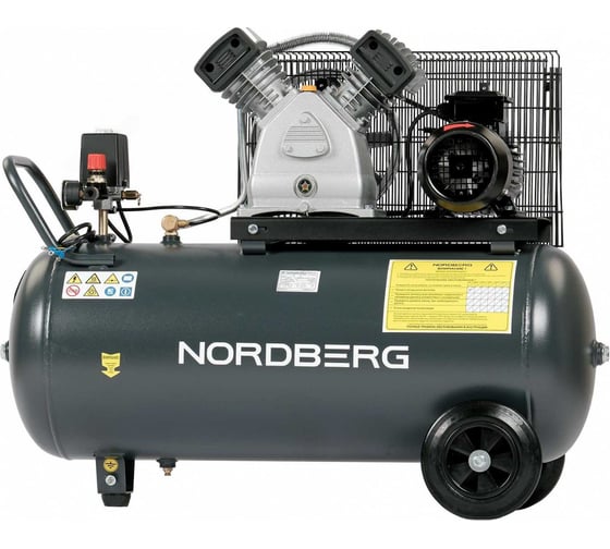 Компрессор поршневой с ременной передачей NORDBERG 380В, ресив. 100л, 420л/мин NCP100/420