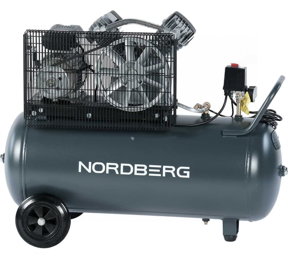 Компрессор поршневой с ременной передачей NORDBERG 220В, ресив. 100л, 420л/мин NCP100/420A