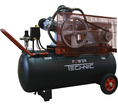 Компрессор POWER TECHNIC ременной, 220В, 3000Вт, 640 л/мин, ресивер 100 л ACB640/100