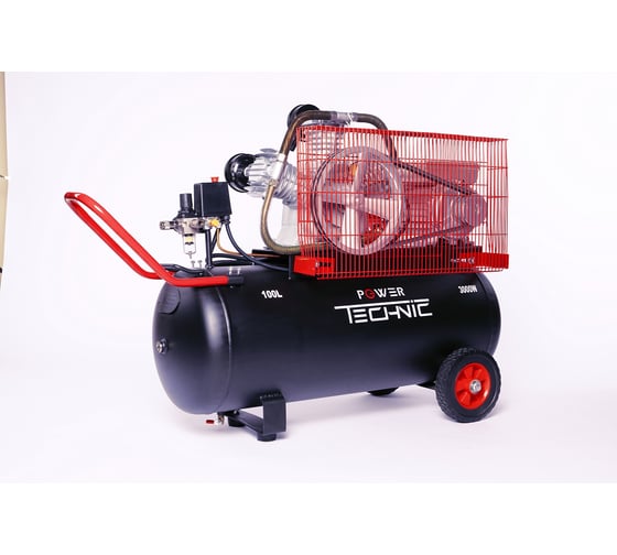 Компрессор POWER TECHNIC ременной, 220В, 3000Вт, 640 л/мин, ресивер 100 л ACB640/100