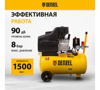 Воздушный компрессор с прямым приводом DENZEL DC1500/24, 1,5 кВт, 24 литра, 220 л/мин/ 58160