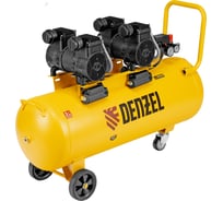 Компрессор безмасл. малошумный Denzel DLP-3000/100, 3 кВт, 2x1,5 кВт,100 л, 2850 об/мин,500 л/мин 58145