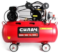 Воздушный компрессор СИЛАЧ ВКР-100.2500, 600л/мин, объем100л, 2.5кВт, 8бар, 2850об/мин, 1/4 024059