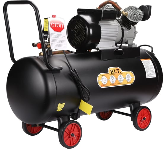 Компрессор электрический масляный P.I.T. (2,5кВт, 3,4лс, 370 л/мин, 100л, 2 цил, 2 вых, евро) PAC100-C1 1