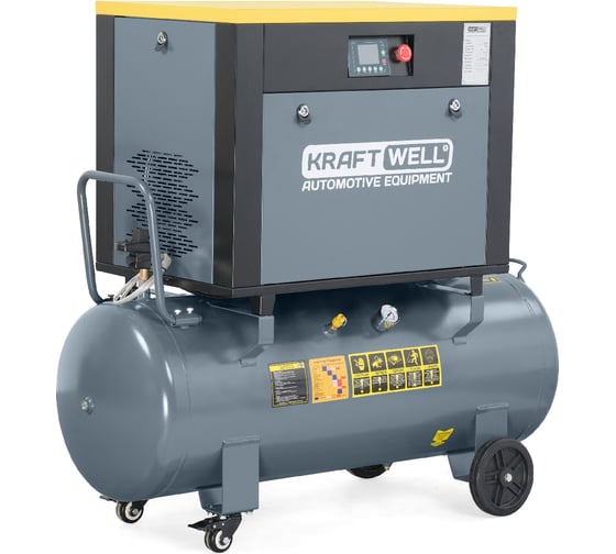 Компрессор винтовой 680 л/мин, 10 бар, 200 л, 380В арт. KraftWell KRW-PSC680-200L 1