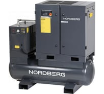 Компрессор винтовой NORDBERG 11 кВт, 10 бар, 1550 л/мин, ресивер 410 л, с частотным преобразователем, осушитель NCF15RD