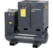 Компрессор винтовой NORDBERG 7,5 кВт, 10 бар, 960 л/мин, ресивер 300 л, с частотным преобразователем, осушитель NCF10RD