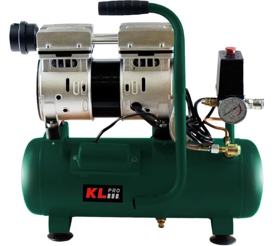 Профессиональный бесшумный воздушный компрессор KLPRO сеть, 0,7Квт, 8бар, 131л/мин, емкость 8л 24628 KLK8S 1