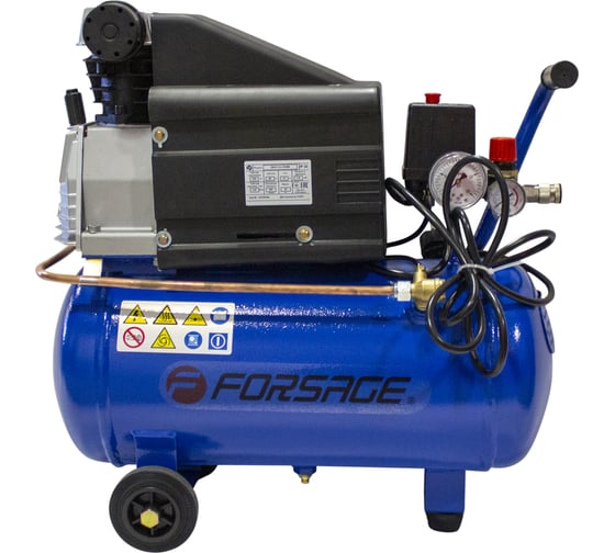 Компрессор поршневой с прямым приводом Forsage PROFESSIONAL (220В,1.8кВт,50Гц,12А,ресивер 24л, пр-ть 260л/м,раб. давл. 0.8МПа,вес 28кг) СБ4/С-24.J1048B(48772)