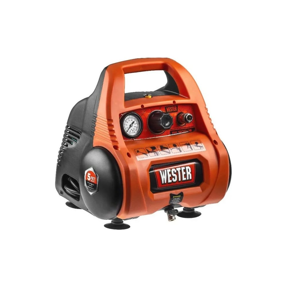 Компрессор Wester WK1200/6 безмасляный, 1100 Вт, 180 л/мин, 6 л, 8 бар ...