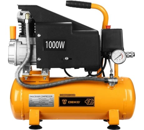 Компрессор DEKO воздушный поршневой масляный DKAC09, 9л ресивер 018-1110