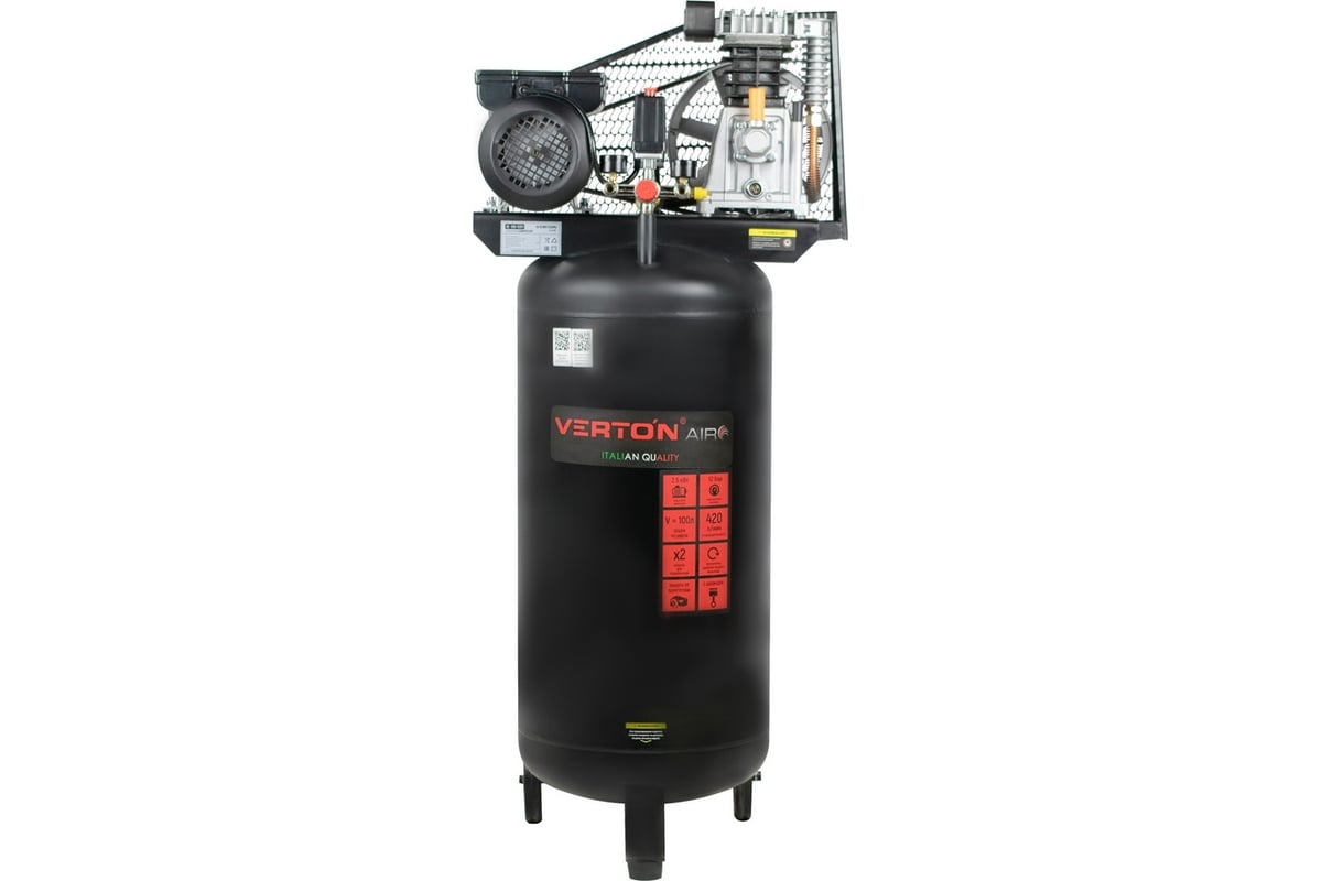 Компрессор VERTON Air AC-100/420V вертикальный бак, масляный ременной .